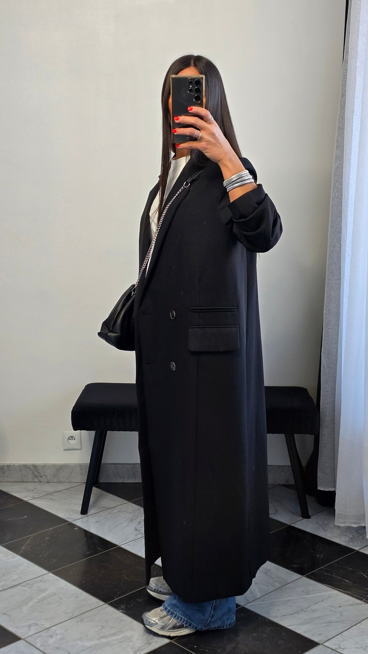 Blazer long oversize noir – coupe signature SOÉLA