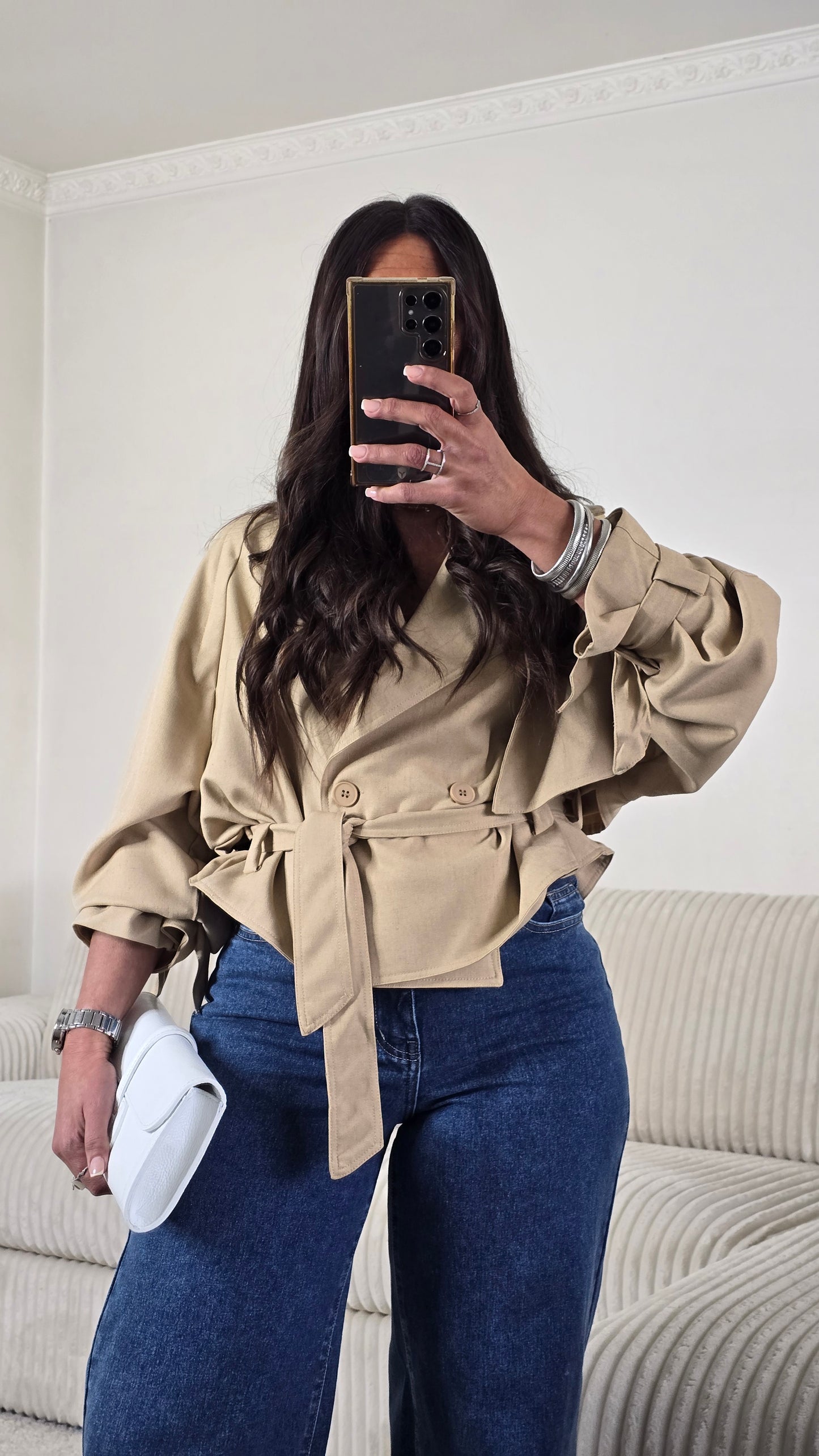 Pochette en cuir grainé – Blanc