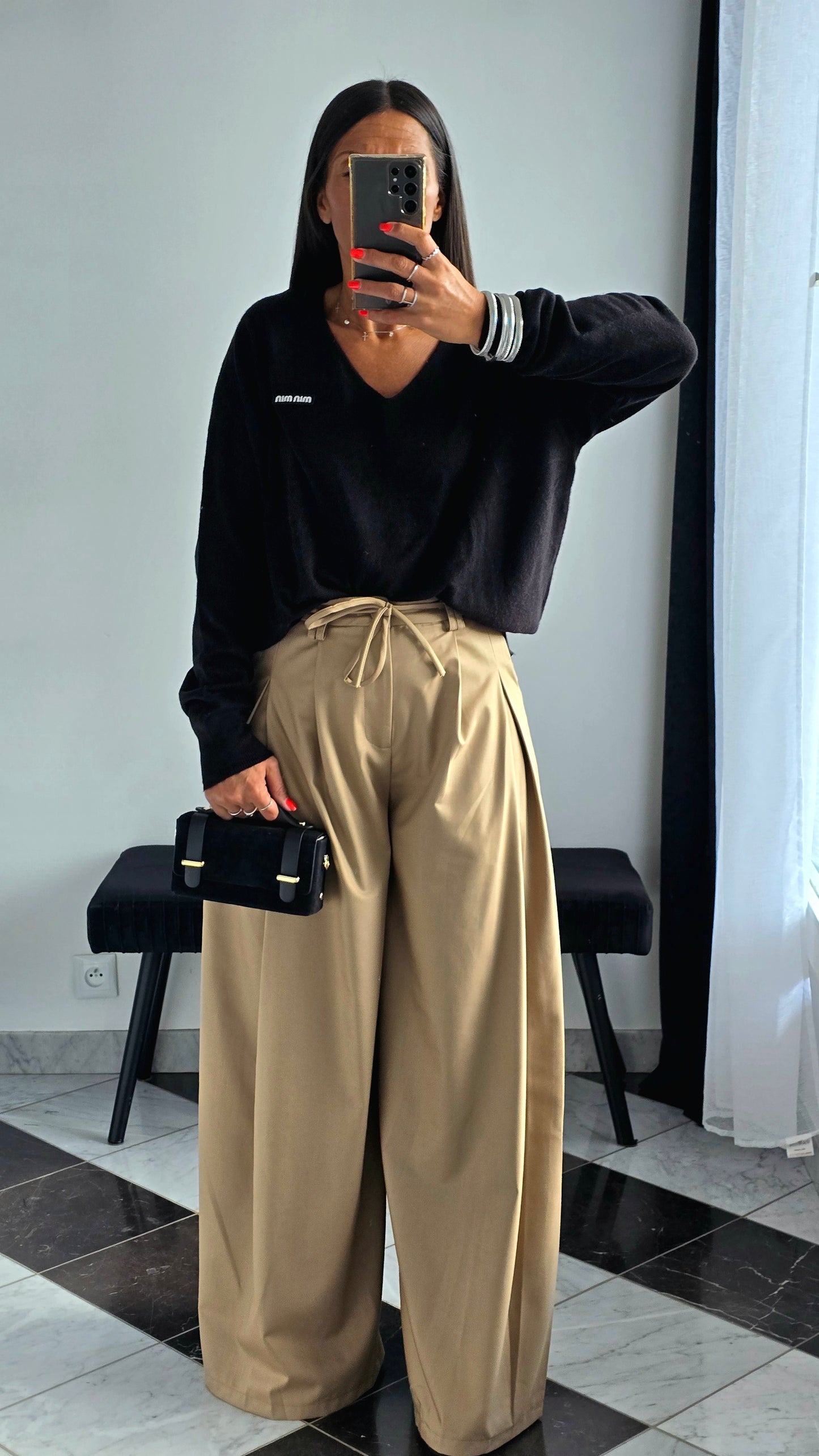Pantalon Palazzo Beige
