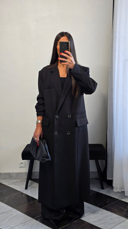 Blazer long oversize noir – coupe signature SOÉLA