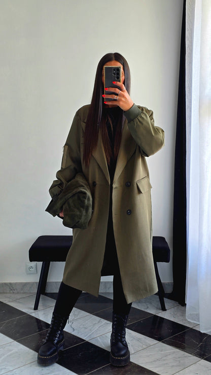 Manteau Long Esprit Blazer Bombers – Kaki