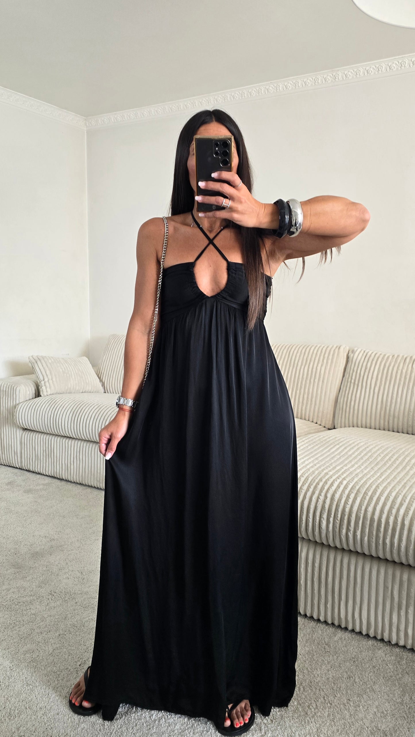 Robe longue dos nu -  noir