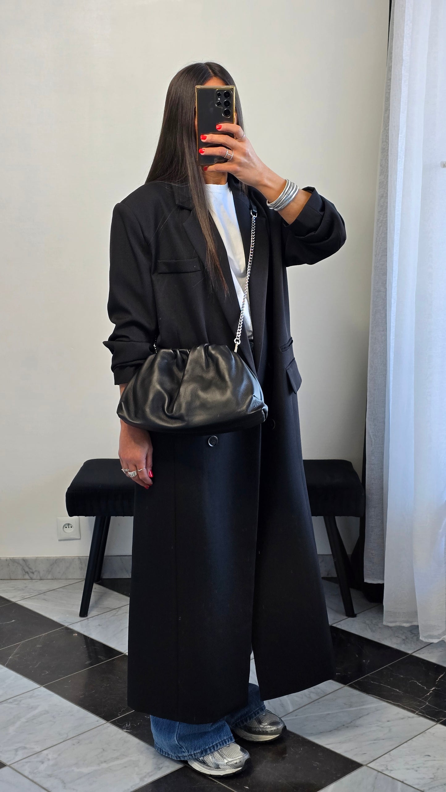 Blazer long oversize noir – coupe signature SOÉLA