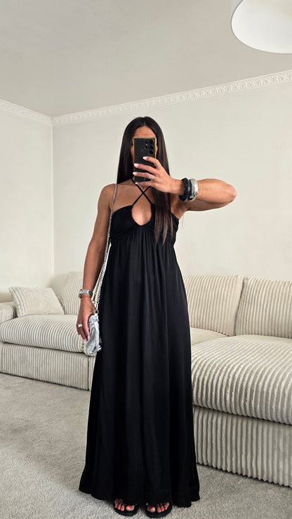 Robe longue dos nu -  noir