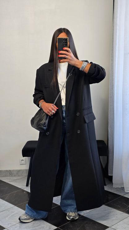 Blazer long oversize noir – coupe signature SOÉLA