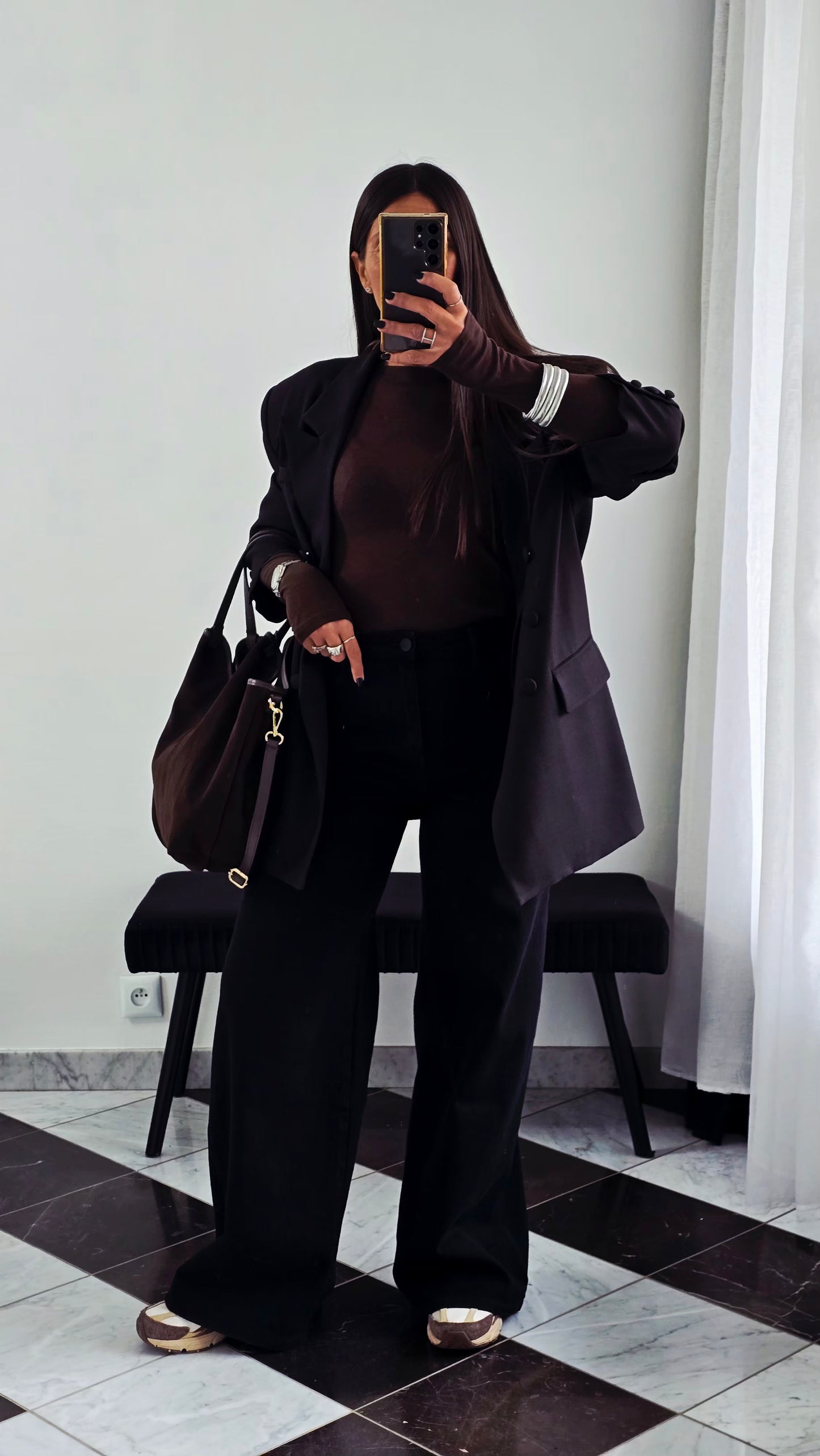 Jean palazzo noir taille haute