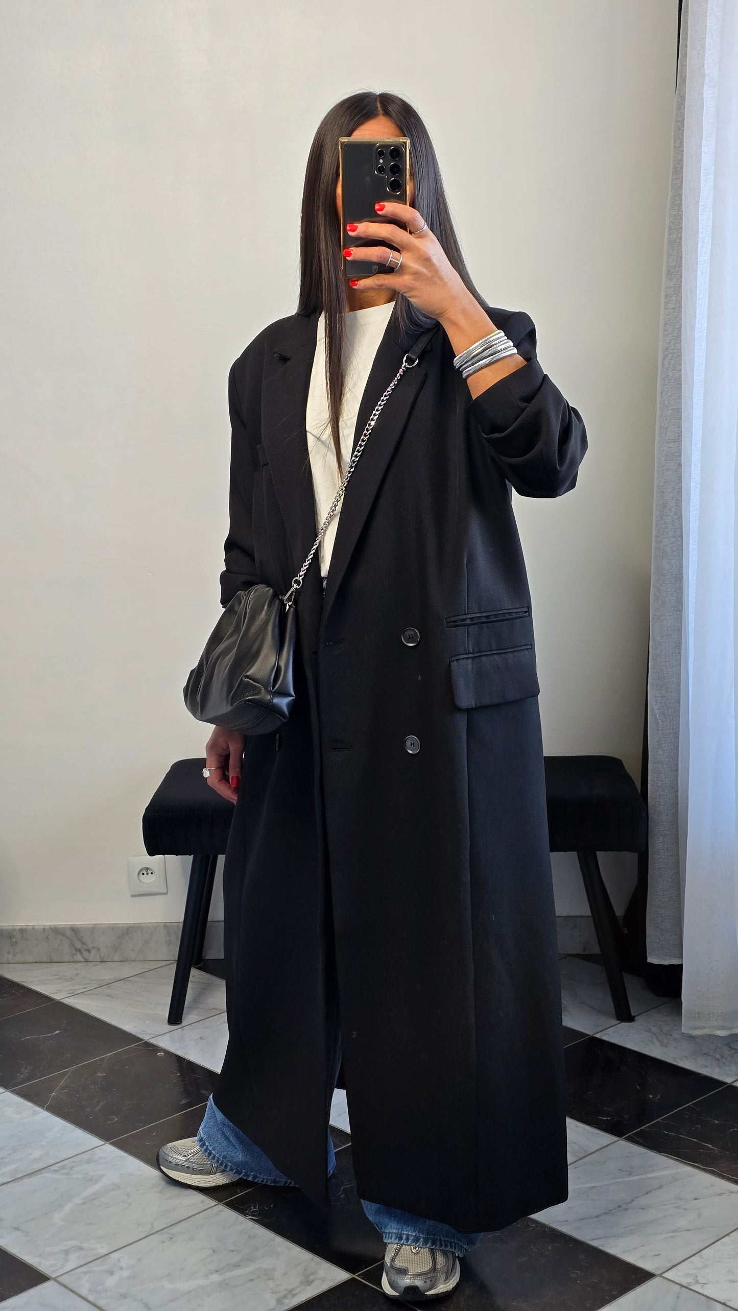 Blazer long oversize noir – coupe signature SOÉLA