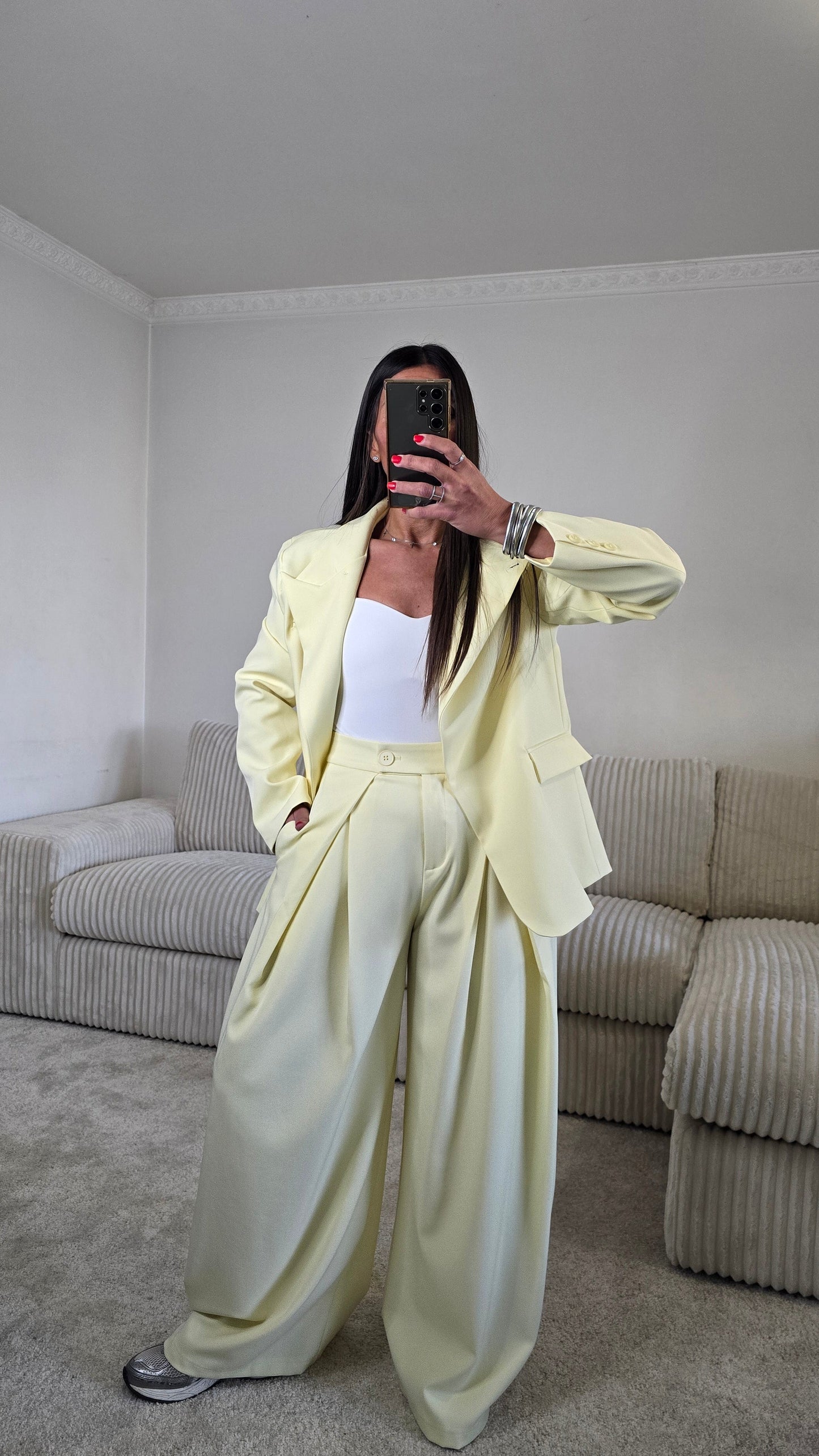 Blazer asymétrique structuré – jaune beurre lumineux